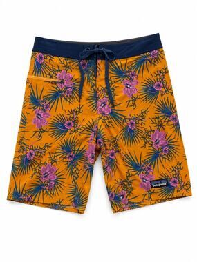Patagonia Wavefarer Floral Board Shorts Men’s 30 Orange Pink Blue Swim Trunks